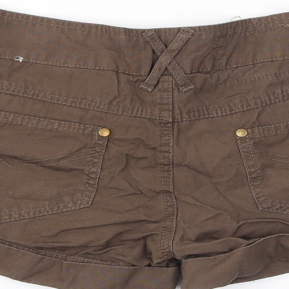 Denim & Co. Womens Brown Cotton Hot Pants Shorts Size 6 L3 in Regular Zip