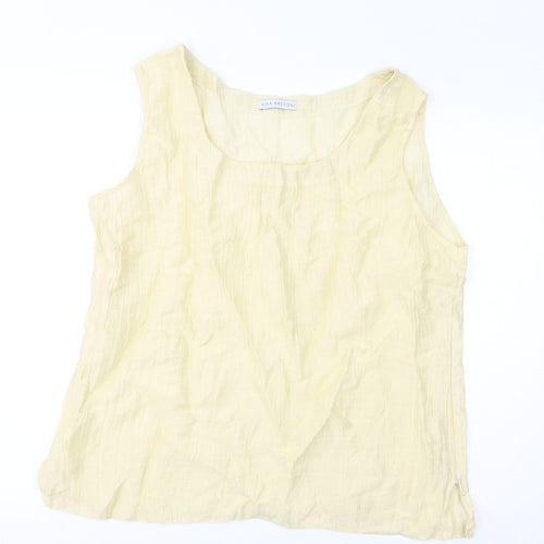 Gina Bacconi Womens Yellow Linen Basic Tank Size 22 Round Neck