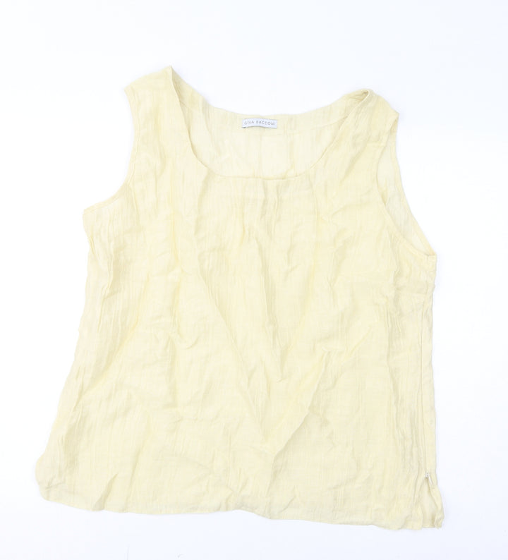 Gina Bacconi Womens Yellow Linen Basic Tank Size 22 Round Neck