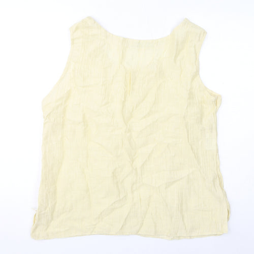 Gina Bacconi Womens Yellow Linen Basic Tank Size 22 Round Neck