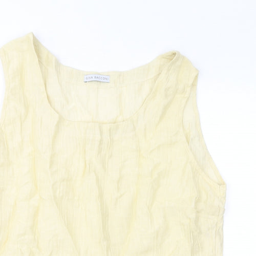 Gina Bacconi Womens Yellow Linen Basic Tank Size 22 Round Neck