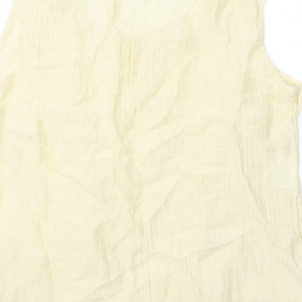 Gina Bacconi Womens Yellow Linen Basic Tank Size 22 Round Neck