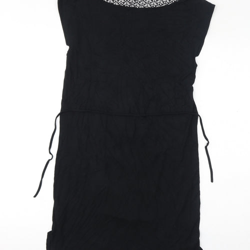 Oasis Womens Black Geometric Viscose T-Shirt Dress Size XS Round Neck Pullover
