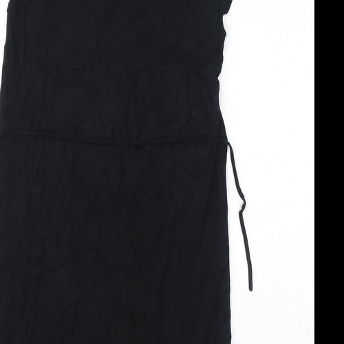 Oasis Womens Black Geometric Viscose T-Shirt Dress Size XS Round Neck Pullover
