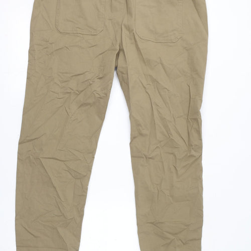 Marks and Spencer Mens Brown Cotton Jogger Trousers Size 2XL L32 in Regular Drawstring