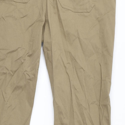 Marks and Spencer Mens Brown Cotton Jogger Trousers Size 2XL L32 in Regular Drawstring