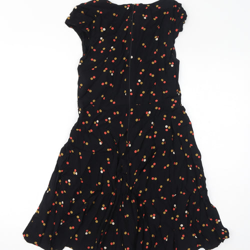 Apricot Womens Black Polka Dot Viscose Mini Size M Round Neck Zip
