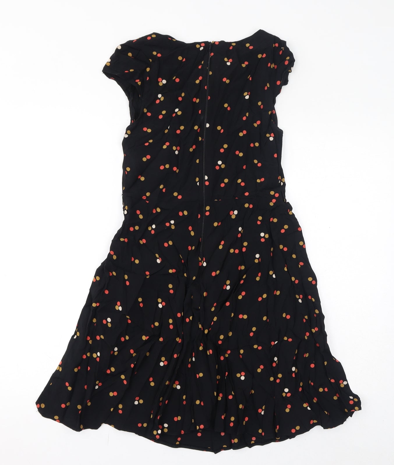 Apricot Womens Black Polka Dot Viscose Mini Size M Round Neck Zip