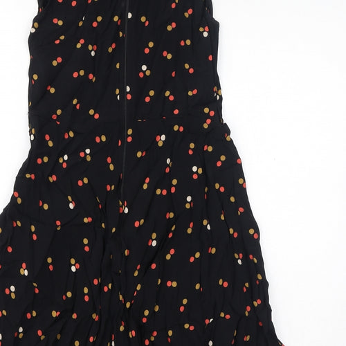 Apricot Womens Black Polka Dot Viscose Mini Size M Round Neck Zip