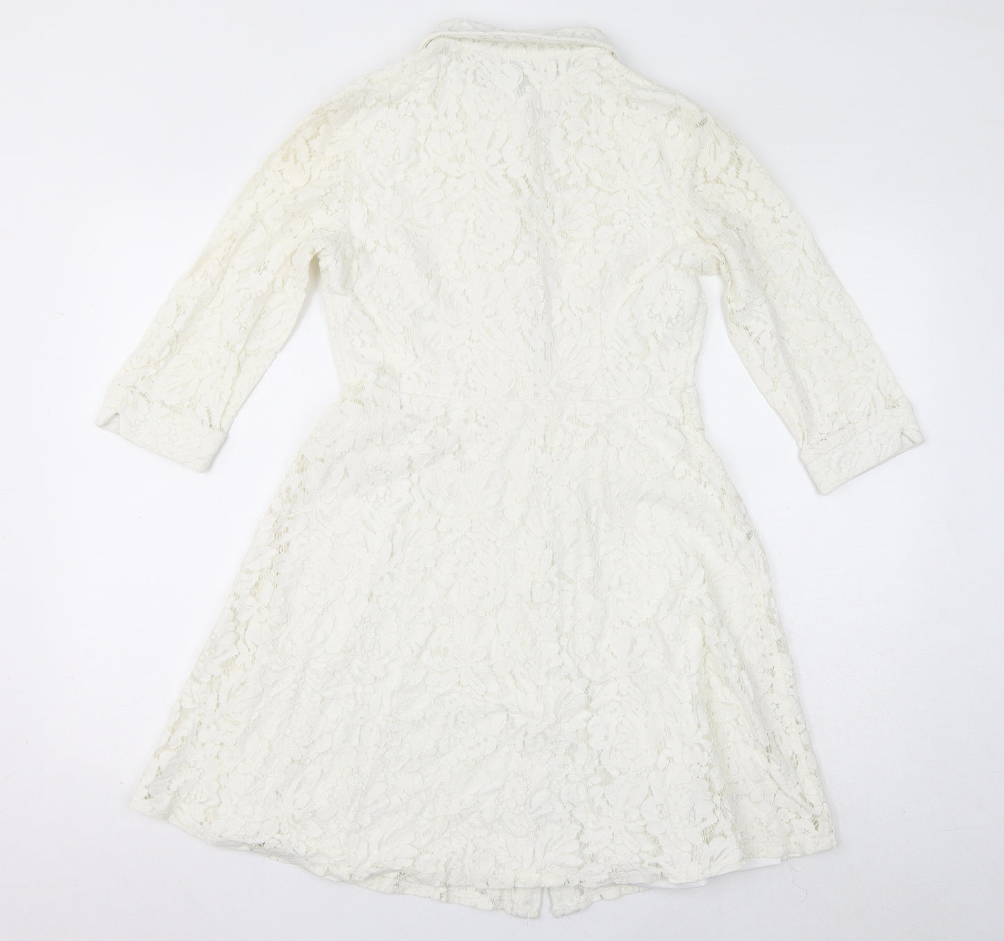 City Godsess Womens White Cotton A-Line Size 10 Collared Button