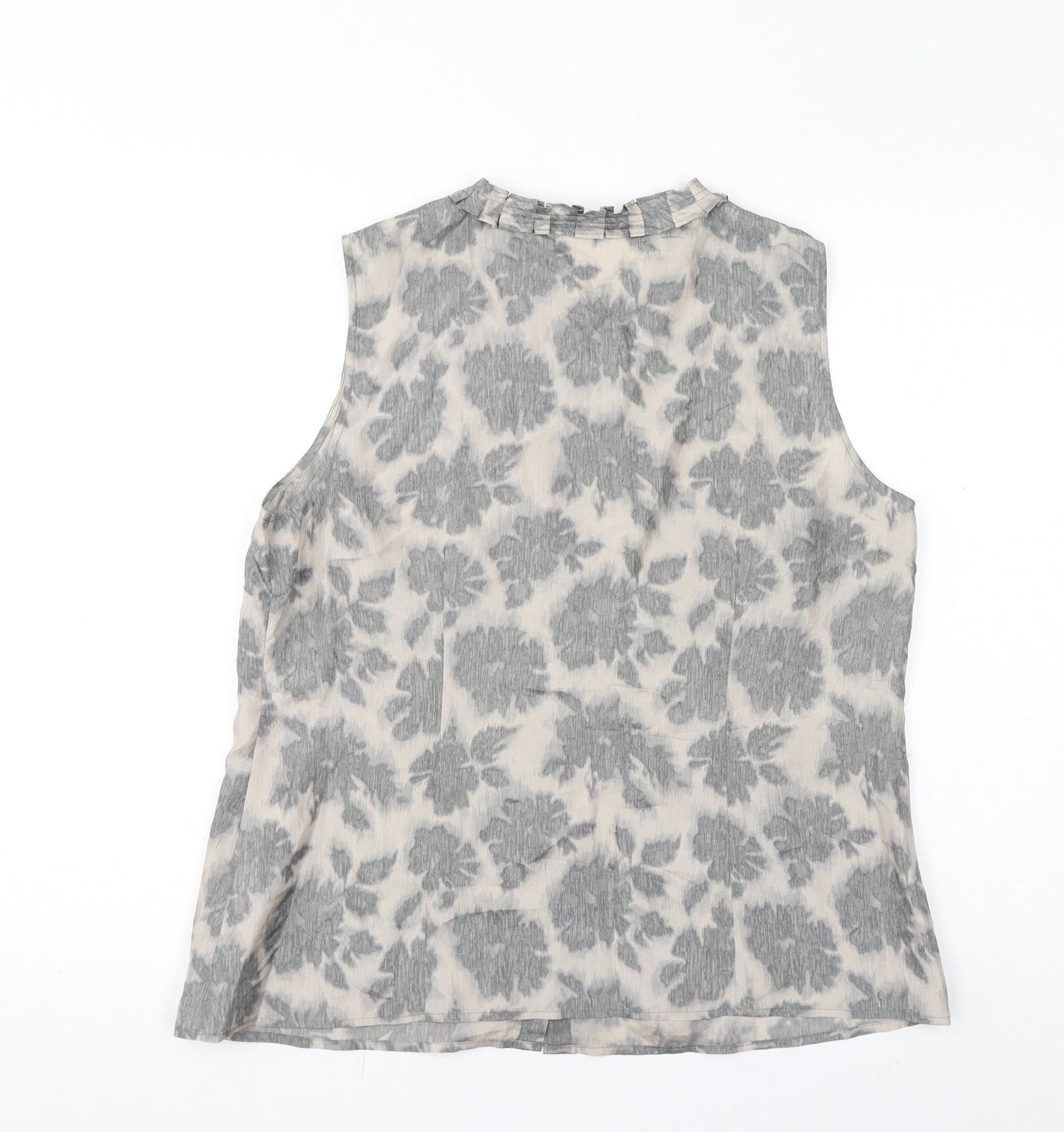 Liz Claiborne Womens Grey Geometric Silk Basic Blouse Size 18 Round Neck