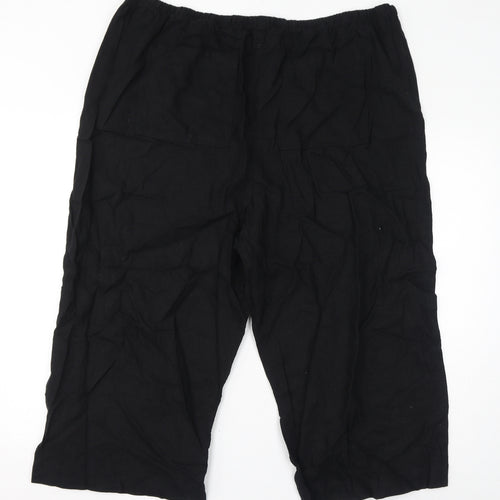 Marks and Spencer Womens Black Linen Cropped Trousers Size 22 L22 in Regular Drawstring
