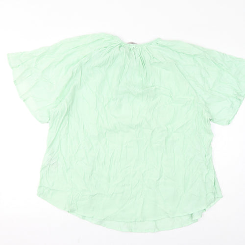 H&M Womens Green Polyester Basic T-Shirt Size XL Round Neck