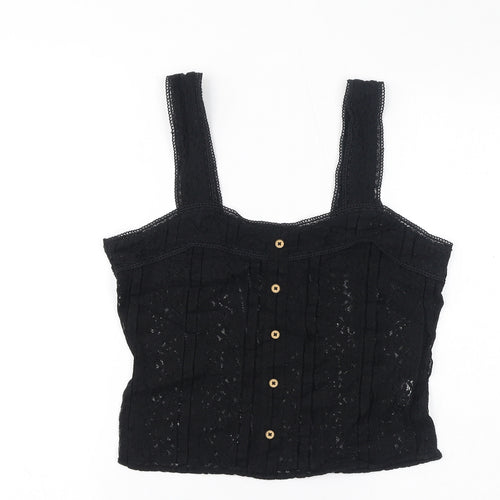 RESERVED Womens Black Cotton Cropped Tank Size M Square Neck
