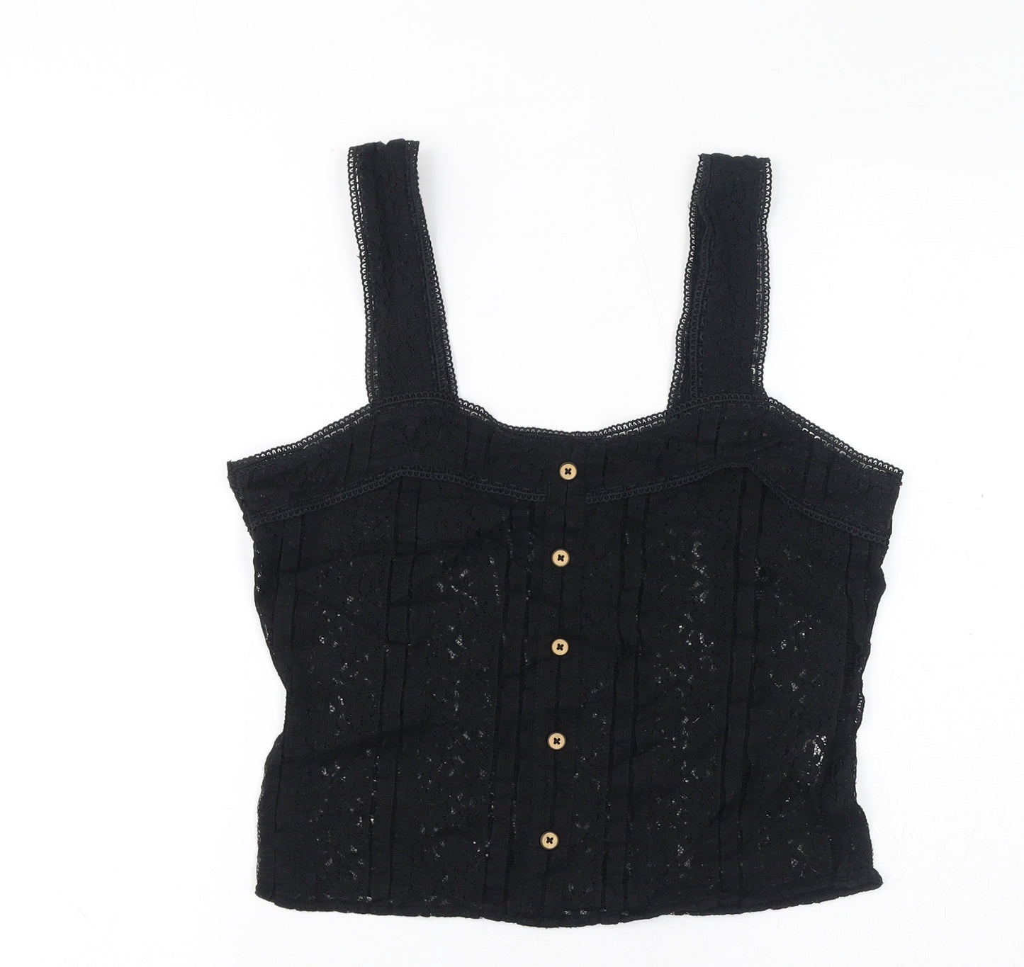 RESERVED Womens Black Cotton Cropped Tank Size M Square Neck