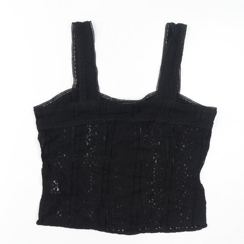 RESERVED Womens Black Cotton Cropped Tank Size M Square Neck