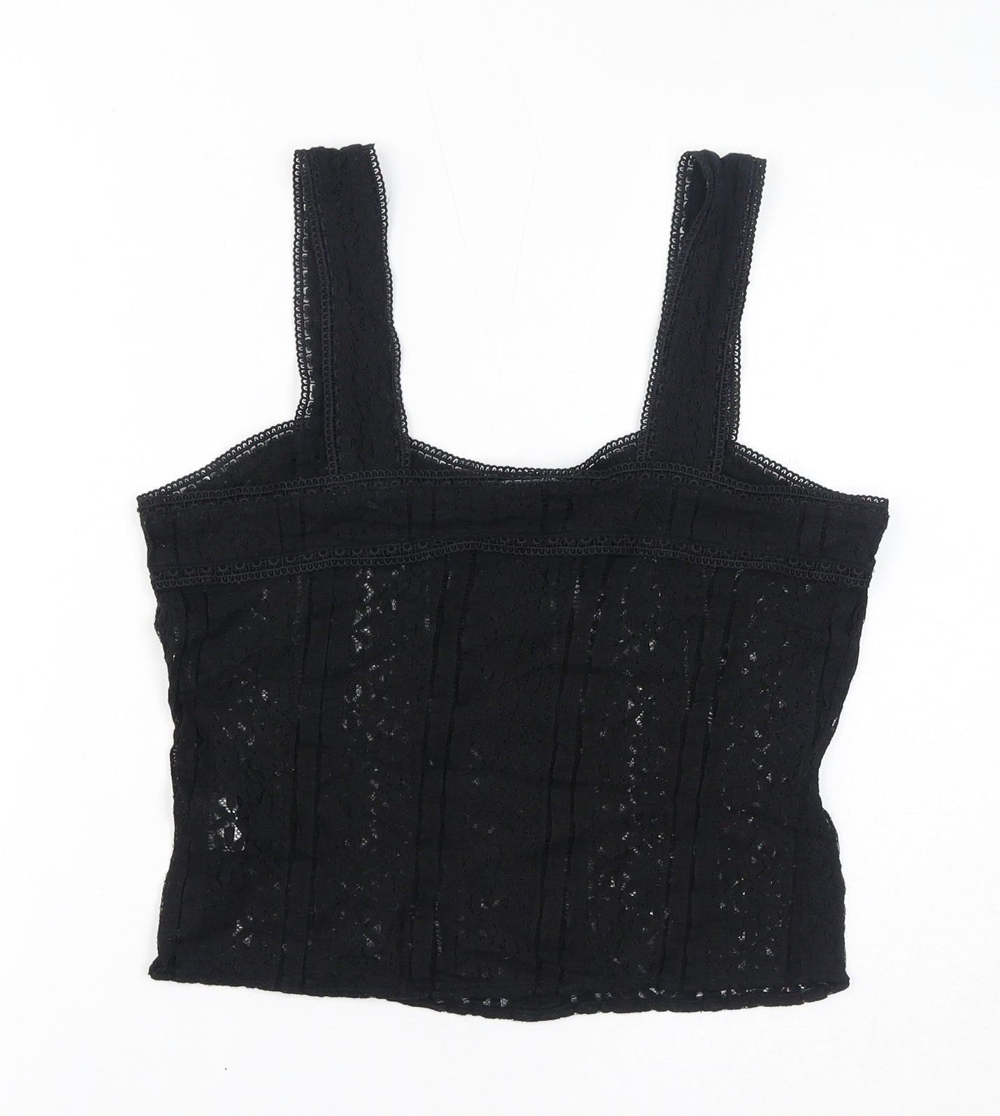 RESERVED Womens Black Cotton Cropped Tank Size M Square Neck