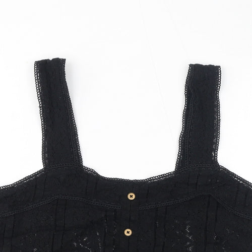 RESERVED Womens Black Cotton Cropped Tank Size M Square Neck