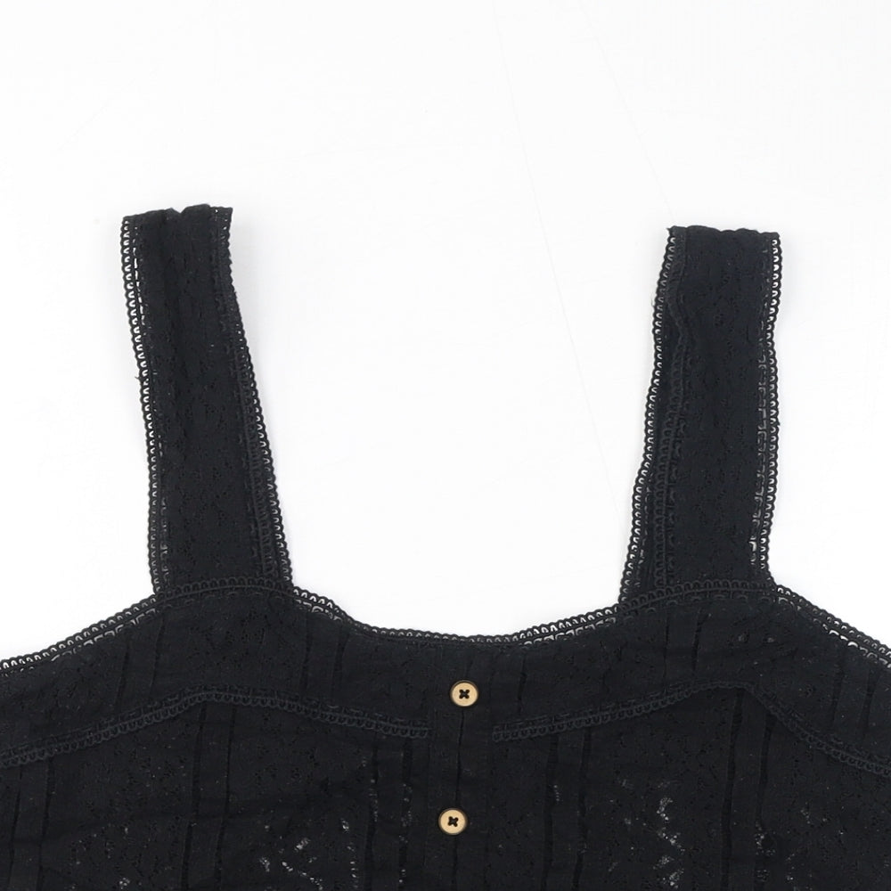 RESERVED Womens Black Cotton Cropped Tank Size M Square Neck