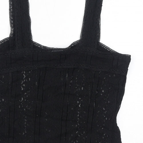 RESERVED Womens Black Cotton Cropped Tank Size M Square Neck