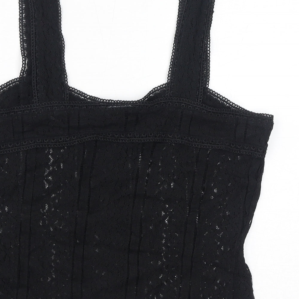 RESERVED Womens Black Cotton Cropped Tank Size M Square Neck