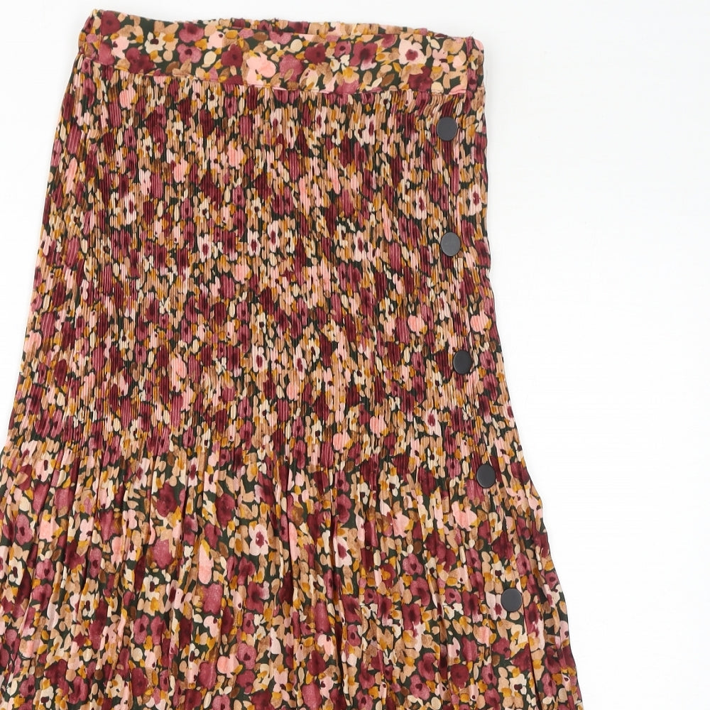 Topshop Womens Red Floral Polyester A-Line Skirt Size 4