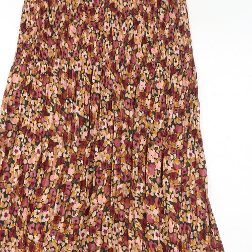 Topshop Womens Red Floral Polyester A-Line Skirt Size 4