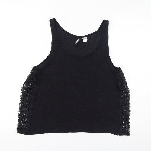 Divided by H&M Womens Black Polyester Basic Tank Size S Scoop Neck - Broderie Anglaise