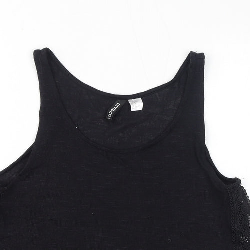 Divided by H&M Womens Black Polyester Basic Tank Size S Scoop Neck - Broderie Anglaise