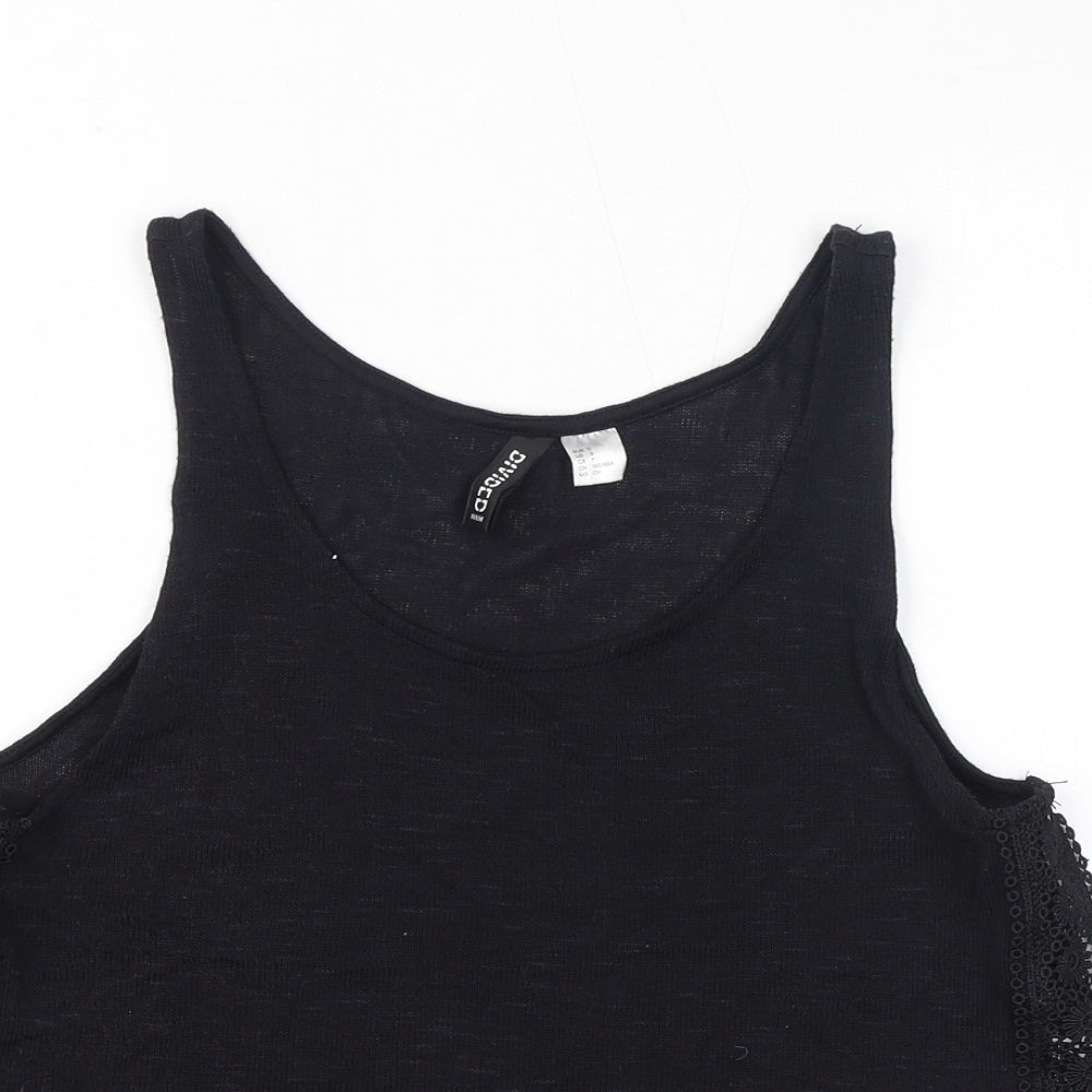 Divided by H&M Womens Black Polyester Basic Tank Size S Scoop Neck - Broderie Anglaise