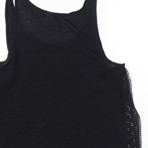 Divided by H&M Womens Black Polyester Basic Tank Size S Scoop Neck - Broderie Anglaise