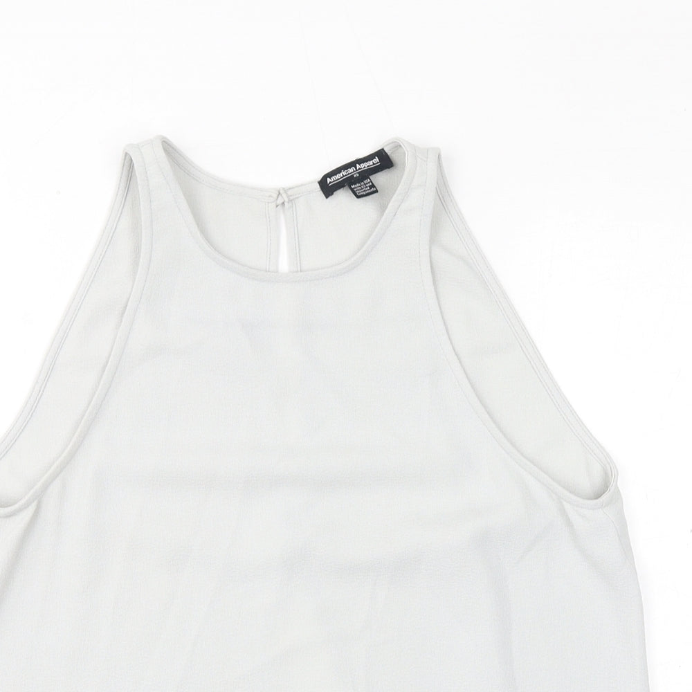 American Apparel Womens Grey Polyester Basic Tank Size XS Round Neck - Open Back