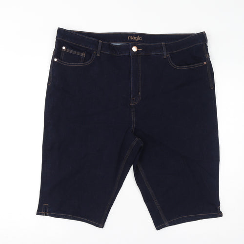 Marks and Spencer Womens Blue Cotton Bermuda Shorts Size 22 L13 in Regular Zip