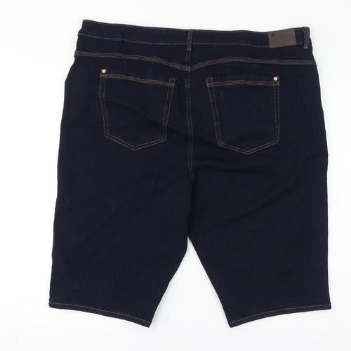 Marks and Spencer Womens Blue Cotton Bermuda Shorts Size 22 L13 in Regular Zip