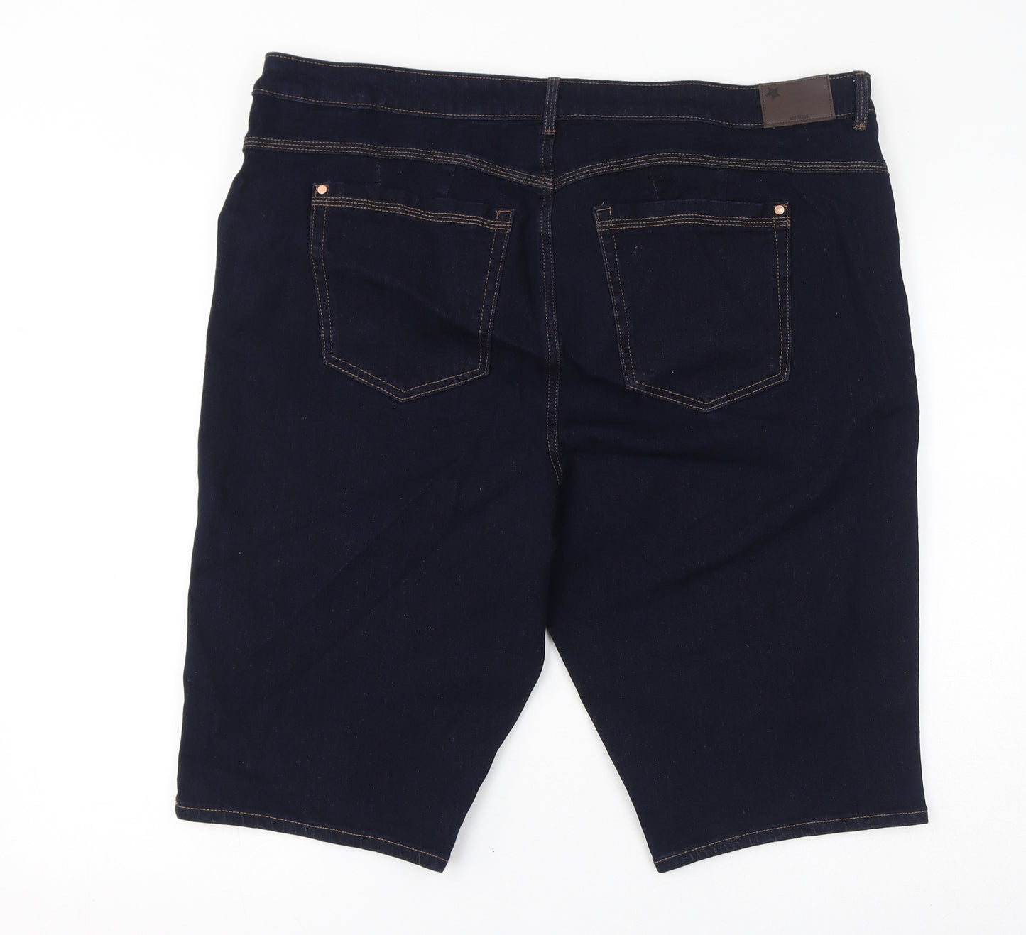 Marks and Spencer Womens Blue Cotton Bermuda Shorts Size 22 L13 in Regular Zip