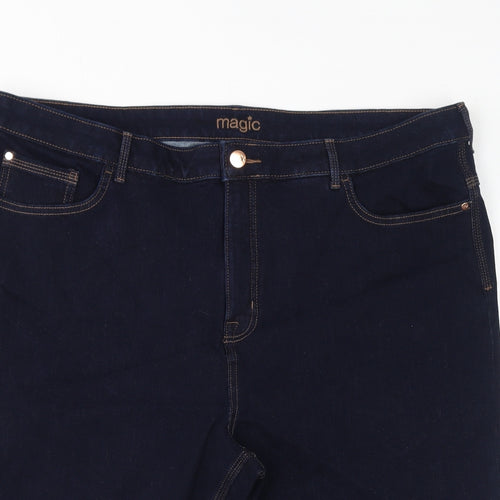 Marks and Spencer Womens Blue Cotton Bermuda Shorts Size 22 L13 in Regular Zip