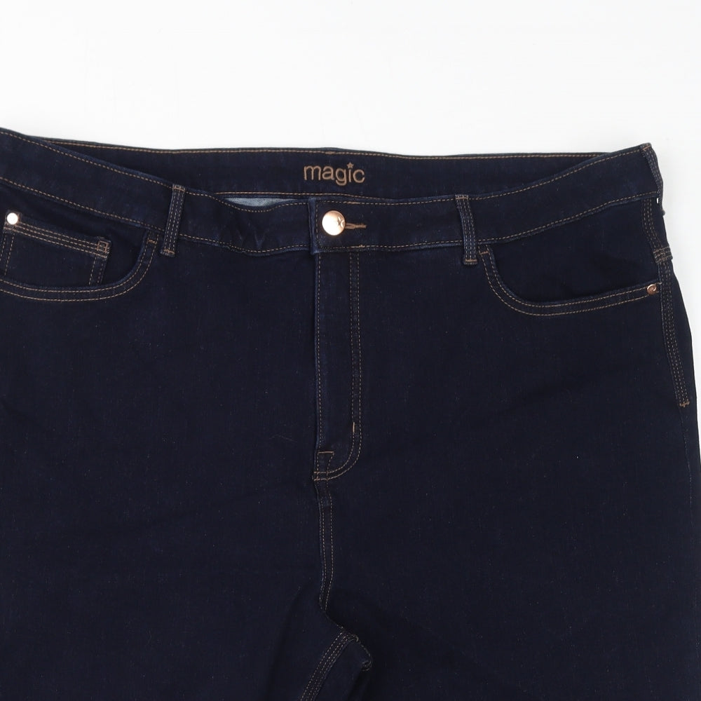 Marks and Spencer Womens Blue Cotton Bermuda Shorts Size 22 L13 in Regular Zip
