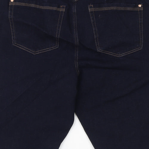 Marks and Spencer Womens Blue Cotton Bermuda Shorts Size 22 L13 in Regular Zip