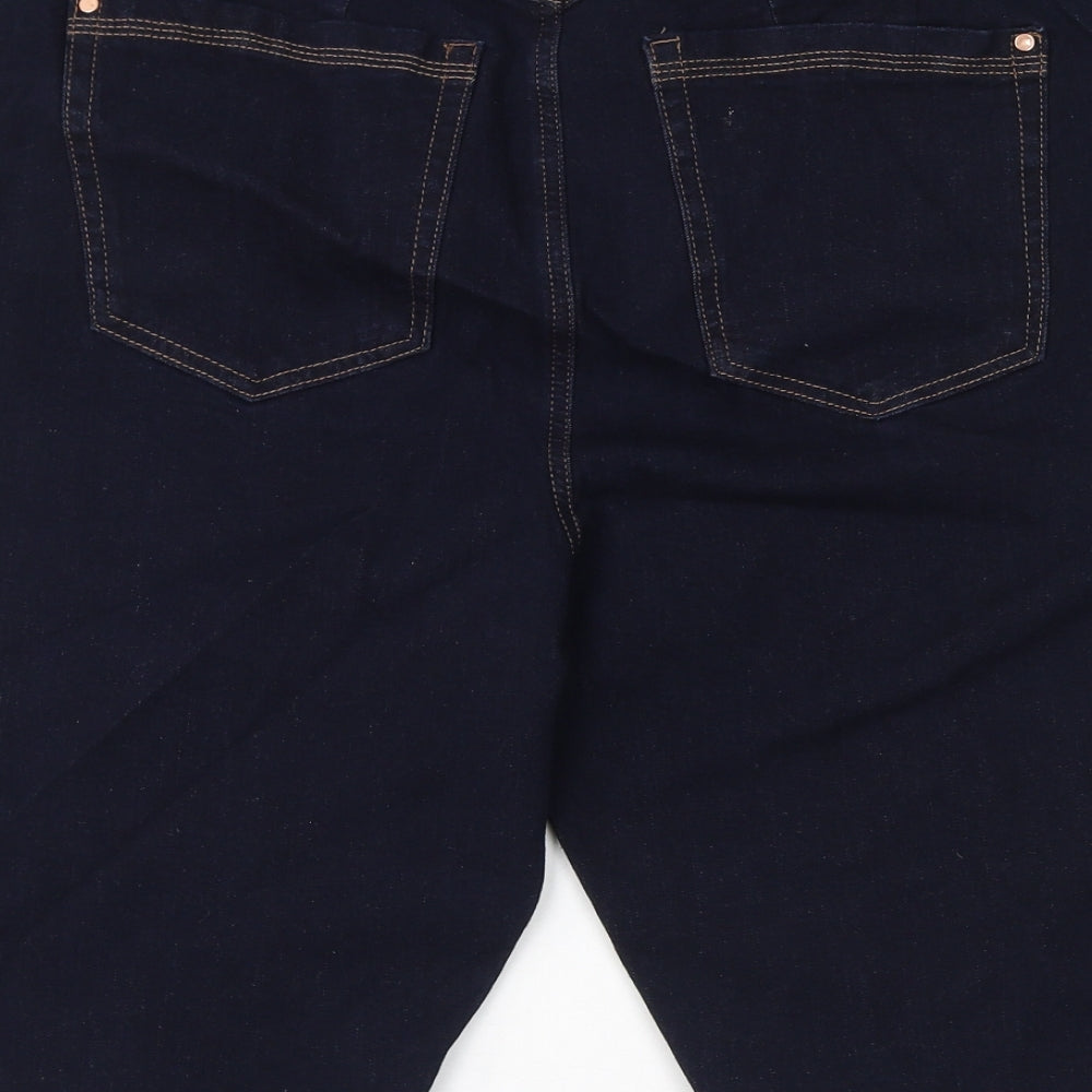 Marks and Spencer Womens Blue Cotton Bermuda Shorts Size 22 L13 in Regular Zip