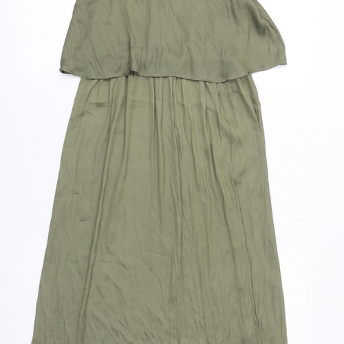H&M Womens Green Polyester Maxi Size 10 V-Neck Pullover