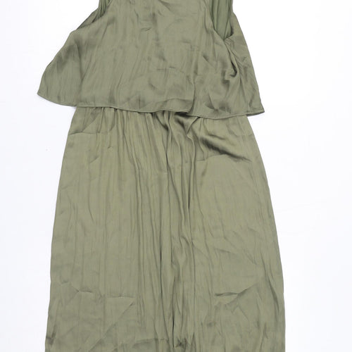 H&M Womens Green Polyester Maxi Size 10 V-Neck Pullover
