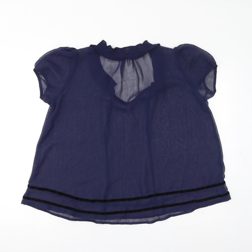 Pins & Needles Womens Blue Polyester Basic Blouse Size S V-Neck - Sheer