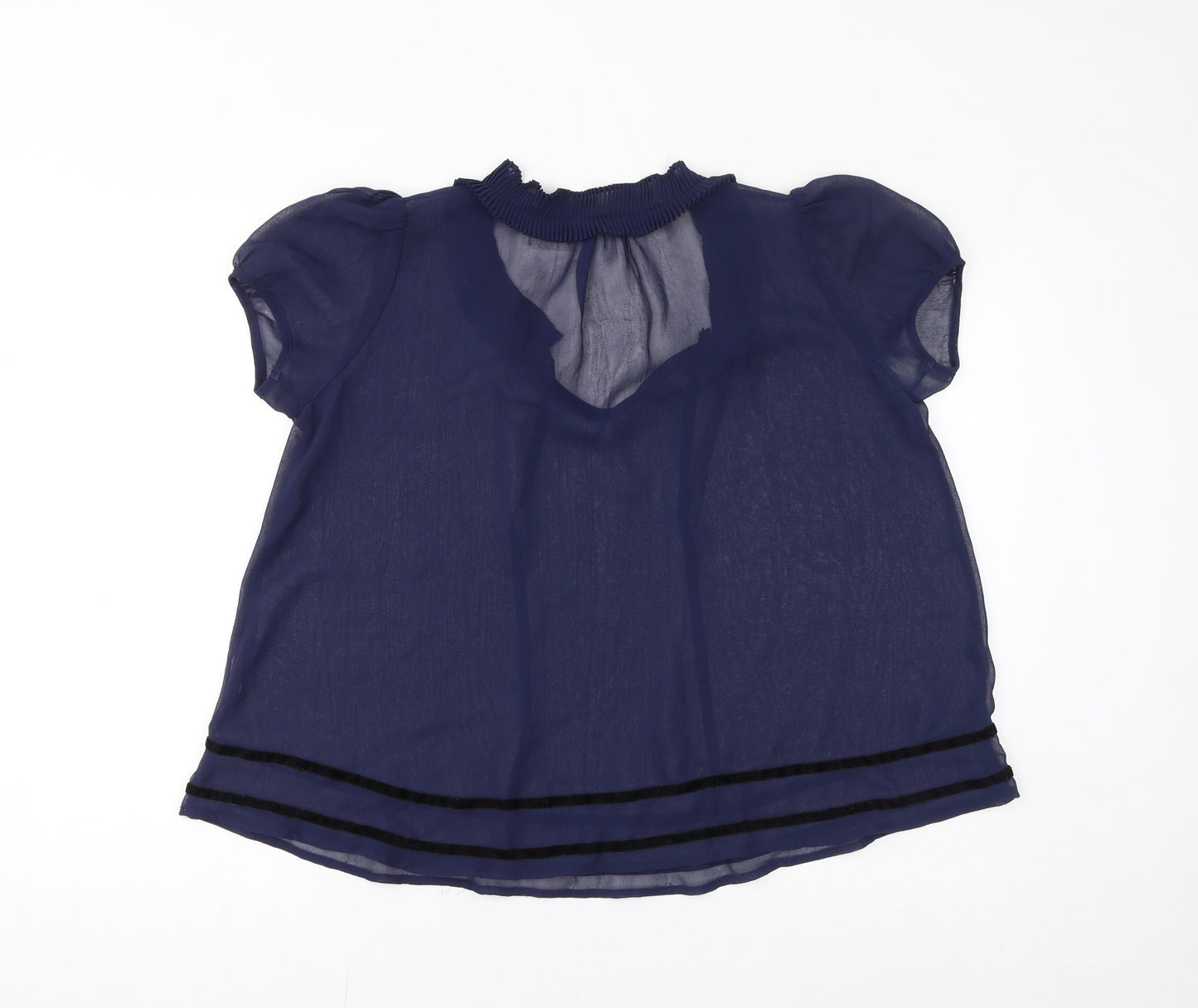 Pins & Needles Womens Blue Polyester Basic Blouse Size S V-Neck - Sheer