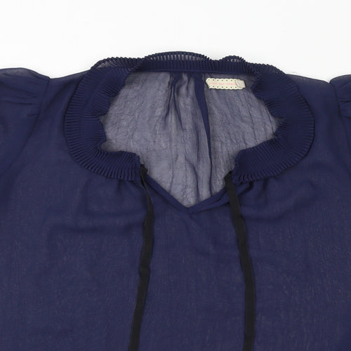 Pins & Needles Womens Blue Polyester Basic Blouse Size S V-Neck - Sheer