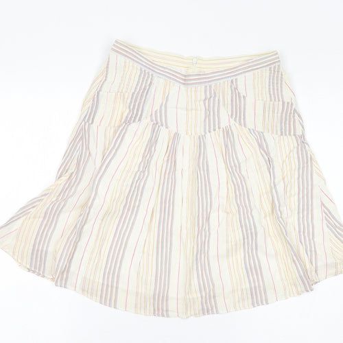 Full Circle Womens Ivory Striped Polyester Flare Skirt Size 28 in Zip - Sparkle, Pockets