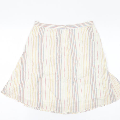 Full Circle Womens Ivory Striped Polyester Flare Skirt Size 28 in Zip - Sparkle, Pockets