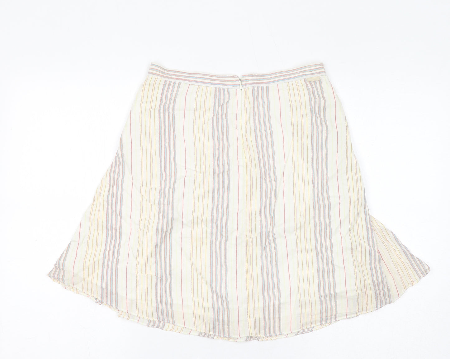 Full Circle Womens Ivory Striped Polyester Flare Skirt Size 28 in Zip - Sparkle, Pockets