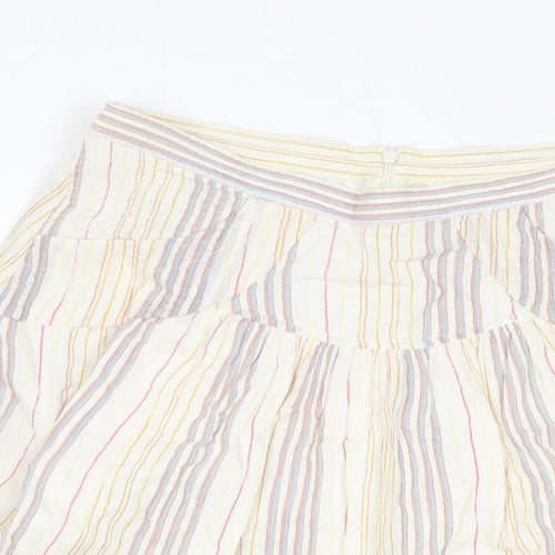 Full Circle Womens Ivory Striped Polyester Flare Skirt Size 28 in Zip - Sparkle, Pockets