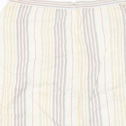 Full Circle Womens Ivory Striped Polyester Flare Skirt Size 28 in Zip - Sparkle, Pockets