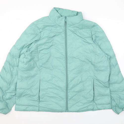 Marks and Spencer Womens Blue Quilted Coat Size 20 Zip